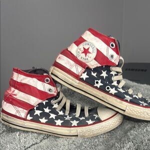 Converse Kids High-Top Sneakers - Red, White, and Blue sz 4 EU 36 American Flag
